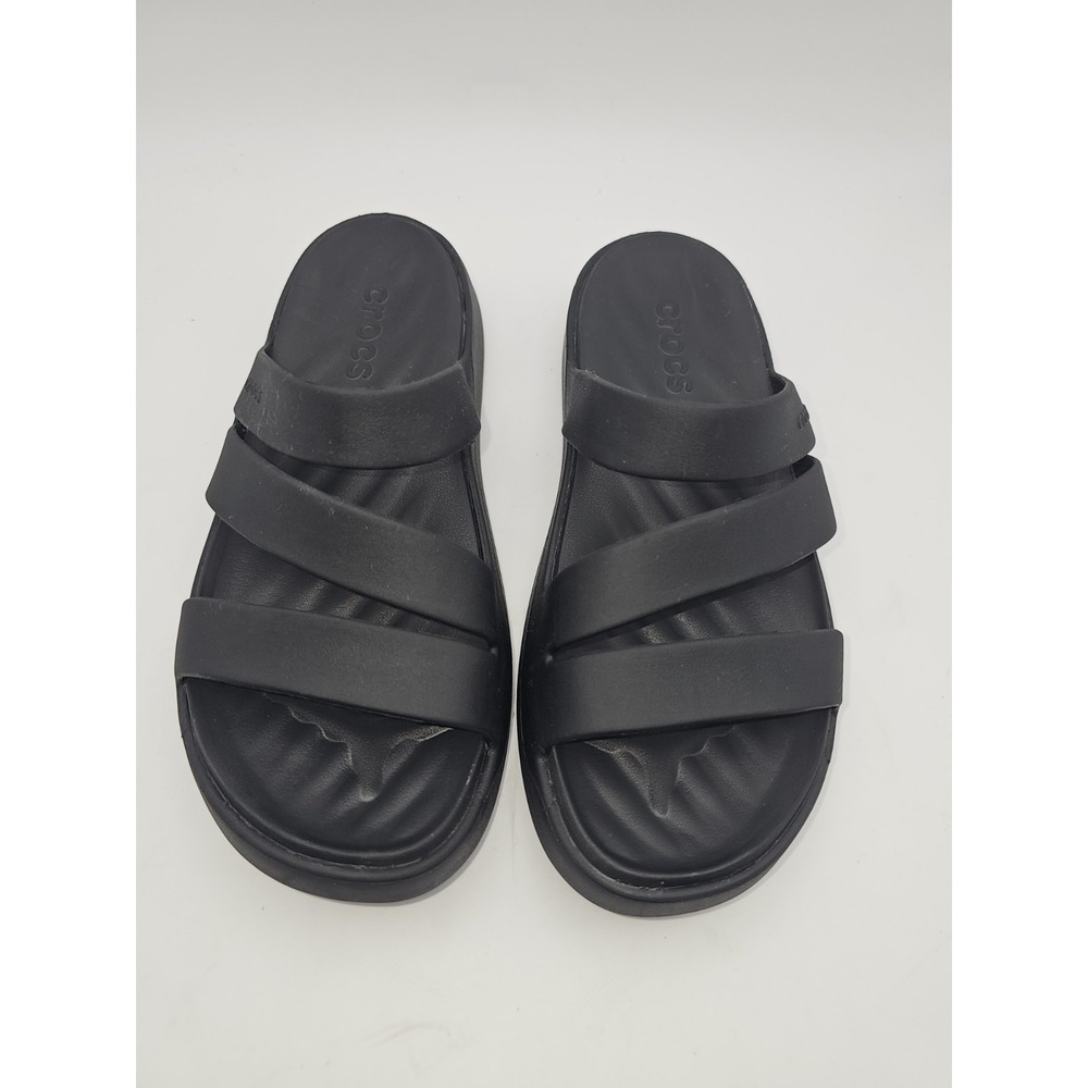 Crocs Getaway Strappy Sandals Women's Size 7 Black Slides Slip-On Water Shoes